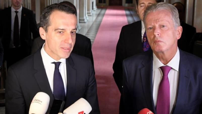 Kern und Mitterlehner nach dem Ministerrat (Bild: APA/Roland Schlager)