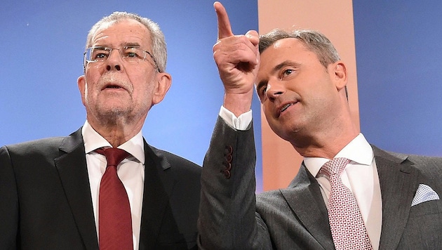 Die Präsidentschaftskandidaten Alexander Van der Bellen und Norbert Hofer (Bild: APA/Helmut Fohringer)