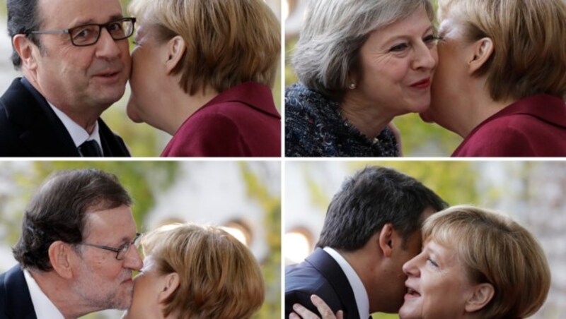 Merkel mit Hollande, May, Rajoy und Renzi (Bild: The Associated Press)