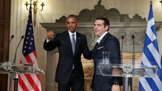 US-Präsident Barack Obama mit Griechenlands Premier Alexis Tsipras (Bild: APA/AFP/POOL/YORGOS KARAHALIS)