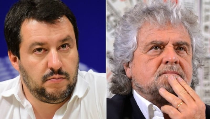 Matteo Salvini und Beppe Grillo (Bild: APA/AFP/ANDREAS)