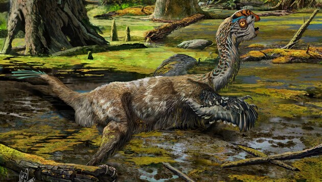 Illustration: So soll die neu entdeckte Dinosaurier-Art ausgesehen haben. (Bild: AFP/Nature Publishing Group/Ahao Chuanf)