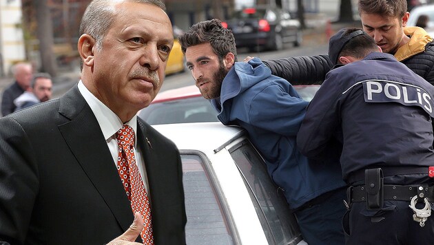 Der türkische Präsident Recep Tayyip Erdogan geht weiter hart gegen seine Gegner vor. (Bild: AP)