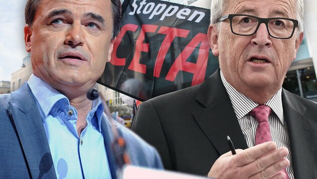Benoit Lutgen (links) und Jean-Claude Juncker (Bild: AFP/FREDERICK FLORIN, AFP/SOPHIE KIP, dpa/Wolfram Kastl)