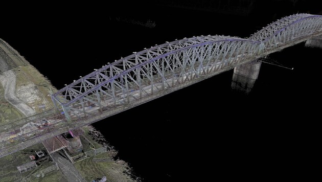Ein 2-D-Foto kann die 3-D-Visualisierung der alten Brücke nur undeutlich wiedergeben. (Bild: AEC)
