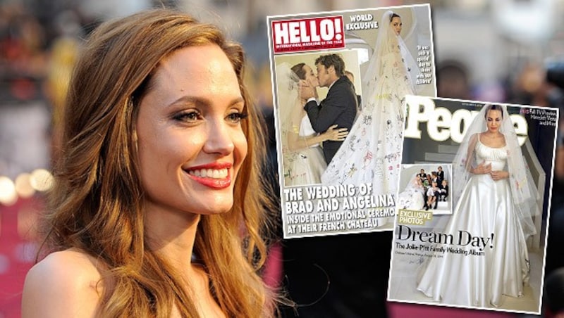 Die Hochzeit von Angelina Jolie und Brad Pitt sorgte für viel Aufsehen. (Bild: AP, People, Hello!)