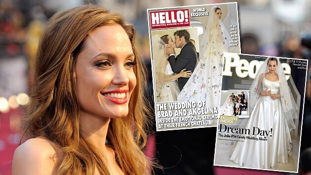 Die Hochzeit von Angelina Jolie und Brad Pitt sorgte für viel Aufsehen. (Bild: AP, People, Hello!)
