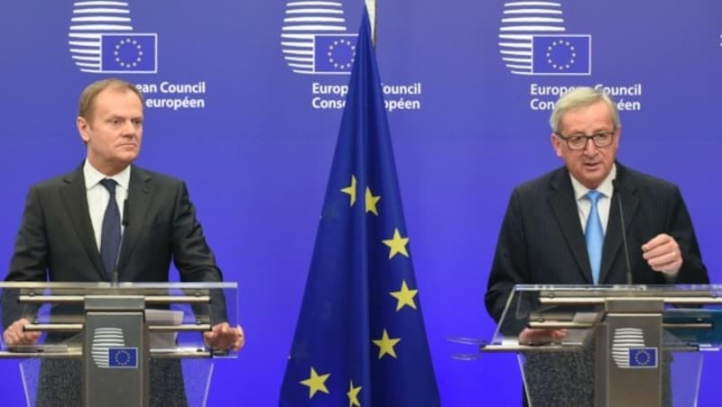 Ratspräsident Tusk (links) und Kommissionspräsident Juncker (Bild: AFP)
