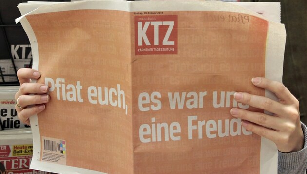 Die letzte Ausgabe der "Kärntner Tageszeitung" (Bild: APA/GERT EGGENBERGER)