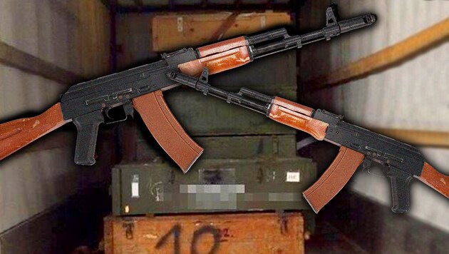 In diesen Kisten, die der Lkw geladen hatte, waren die Waffen verstaut - darunter etliche AK-47. (Bild: thinkstockphotos.de, Polizei)