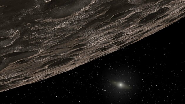 Illustration: So etwa könnte die Oberfläche des neuen Zwergplaneten aussehen. (Bild: NASA/JPL-Caltech/T. Pyle (SSC))