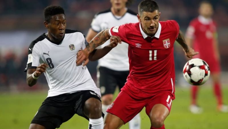 David Alaba (li.) im Zweikampf (Bild: Associated Press)