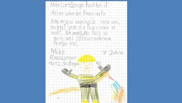 Mika Flaschberger (7) aus St. Georgen hat mir einen Brief mit Zeichnung geschickt (Bild: Mika Flaschberger)