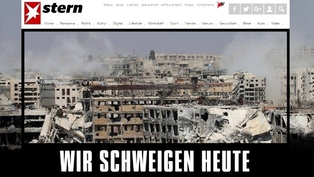 stern.de zeigt einen Tag lang nur Bilder aus Aleppo und Syrien: "Wir schweigen heute." (Bild: stern.de)