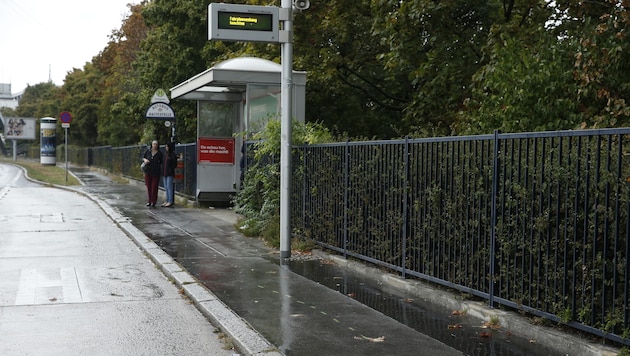 Die Bushaltestelle in Favoriten, an der es zur Attacke mit dem Auto kam (Bild: Reinhard Holl)