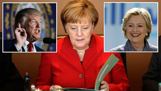 Seltene Einigkeit zwischen Trump und Clinton bei der Frage, ob Merkel eine gute Politikerin ist (Bild: ASSOCIATED PRESS)