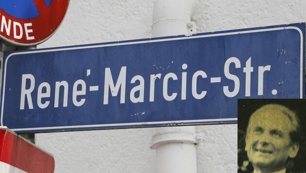 Ende für die Marcic-Verehrung in Salzburg? Straßentafel mit dem Namen des Rektors. (Bild: Markus Tschepp/ORF)