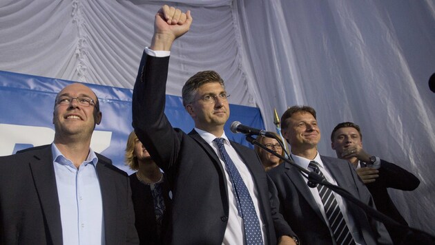 HDZ-Chef Andrej Plenkovic darf jubeln. (Bild: Associated Press)