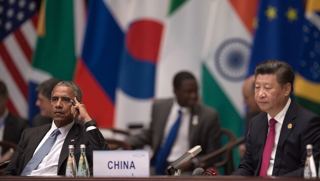 Ernste Mienen bei Obama und Xi während des ersten Tags des G20-Gipfels (Bild: ASSOCIATED PRESS)
