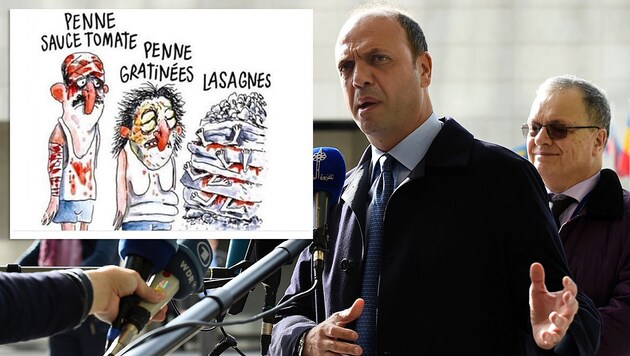 Innenminister Angelino Alfano ist entrüstet über den Humor von "Charlie Hebdo". (Bild: Twitter, APA/AFP/JOHN THYS)