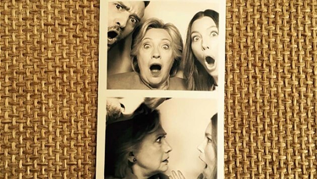 Jessica Biel, Justin Timberlake und Hillary Clinton schneiden Grimassen. (Bild: instagram.com/jessicabiel)