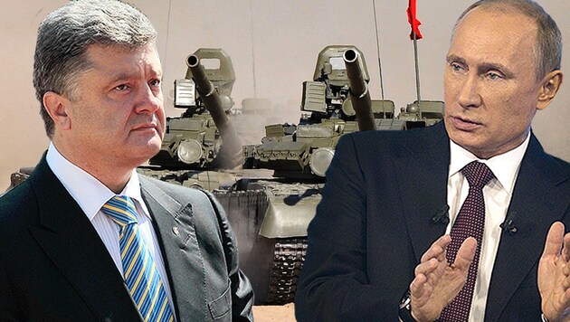 Gegenseitige Anschuldigungen zwischen Poroschenko und Putin schüren Ängste vor weiterer Eskalation (Bild: AP, AFP)