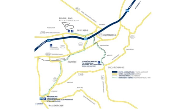 Die Lage der Park-&-Bike-Plätze (Bild: Projekt Spielberg)