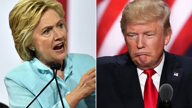 Donald Trumps Umfragewerte steigen, nun liegt der Republikaner vor Hillary Clinton. (Bild: APA/AFP/GASTON DE CARDENAS, APA/GETTY IMAGES/ALEX WONG)