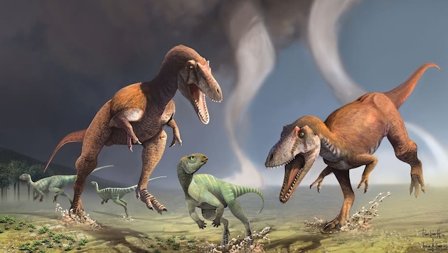 Illustration: So soll die neu entdeckte Dinosaurier-Art ausgesehen haben. (Bild: Jorge Gonzalez und Pablo Lara)