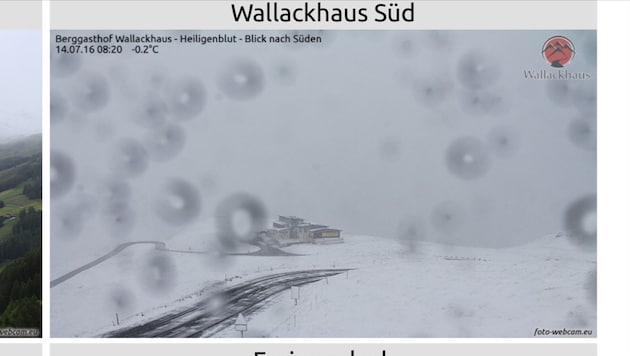 Winter im Juli: Schnee rund um das Wallackhaus in Heiligenblut (Bild: webcam)