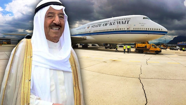 Kuwaits Staatsoberhaupt Sabah al-Ahmad al-Dschabir as-Sabah ist zurzeit in Salzburg (Bild: Alexander Klaus, facebook.com/salzburgairport)