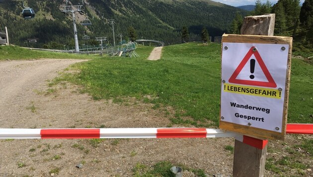 Seit Mitte Juni ist die Touristenattraktion auf der Turrach wegen eines Erdrutsches gesperrt (Bild: Thomas Leitner)