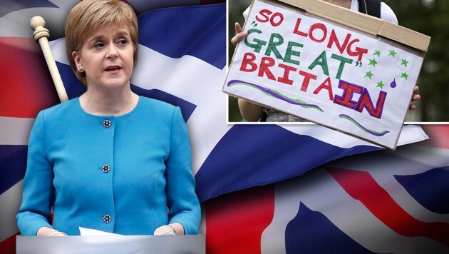 Schottlands Regierungschefin Sturgeon hält die Situation für "demokratiepolitisch inakzeptabel". (Bild: thinkstockphotos.de, AP, APA/AFP/Justin Tallis)