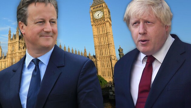 Premier Cameron (li.) und Brexit-Befürworter Johnson verhalten sich seit dem Votum auffällig ruhig. (Bild: APA/AFP/GLYN KIRK, APA/OWEN COOBAN, APA/JUSTIN TALLIS)