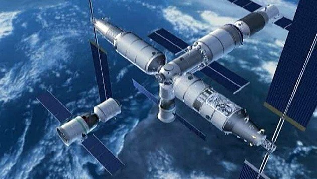 Künstlerische Darstellung: So soll die chinesische Raumstation aussehen. (Bild: China Manned Space Engineering)