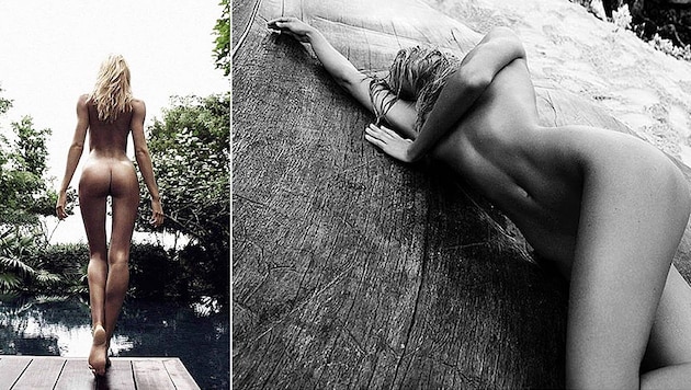 Splitterfasernackt rekelt sich Candice Swanepoel für das "Vogue Spain"-Shooting vor der Linse. (Bild: instagram.com/angelcandices, instagram.com/adamfranzino)