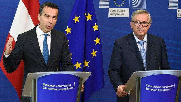 Christian Kern und EU-Kommissionspräsident Jean-Claude Juncker (Bild: APA/AFP/John Thys)