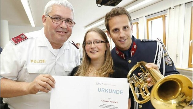 Johanna Roucka mit Herbert Huber und Christoph Lederer (r.) (Bild: Markus Tschepp)