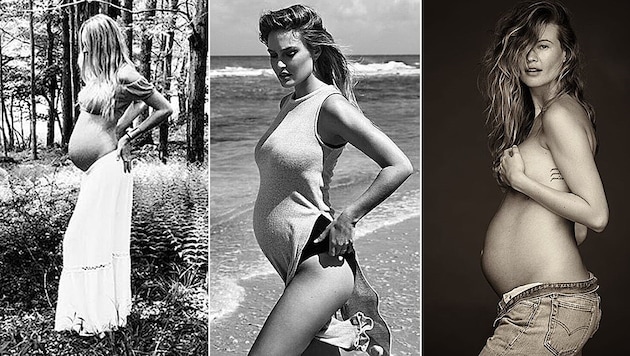 Wer hat den schönsten Babybauch im Land: Candice, Bar oder Behati? (Bild: instagram.com/angelcandices/barrefaeli/behatiprinsloo)