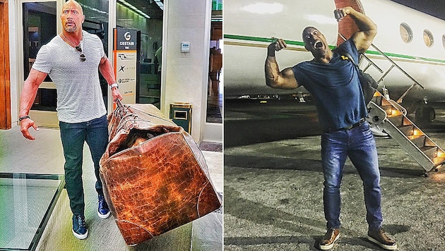 Dwayne Johnson ist mit einer XXXXL-Tasche unterwegs. (Bild: instagram.com/therock)