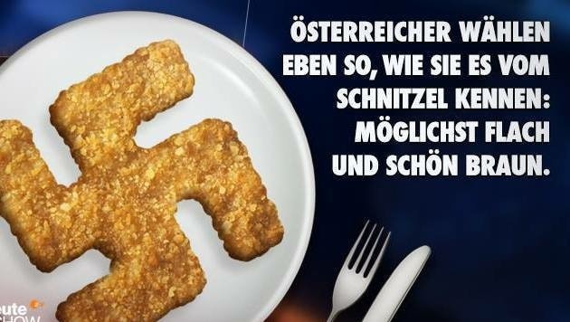 Das Aufreger-Posting der "heute-show" mit Schnitzel in Hakenkreuzform (Bild: Screenshot facebook.com)