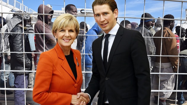 Außenminister Sebastian Kurz mit seiner australischen Amtskollegin Julie Bishop (Bild: APA/AFP/GIOVANNI ISOLINO, BMEIA/DRAGAN TATIC)