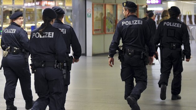 Die Polizei im Einsatz in der Wiener U-Bahn (Bild: APA/HERBERT NEUBAUER)
