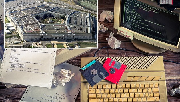 Im Pentagon (kl. Bild) wird völlig veraltete IT eingesetzt. (Bild: AFP/STAFF, thinkstockphotos.de (Symbolbild))