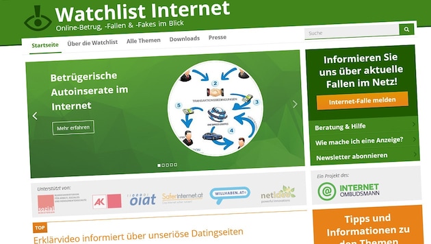 Die Experten der Watchlist Internet warnen vor Betrug und Fallen im Netz. (Bild: watchlist-internet.at)