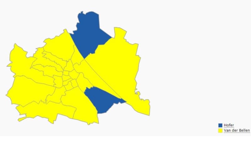 So wählten die Wiener Bezirke am Sonntag (Ergebnis ohne Wahlkarten) (Bild: wien.gv.at)