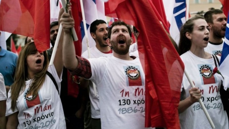 Protest in Athen gegen die geplante Pensionsreform (Bild: AFP)