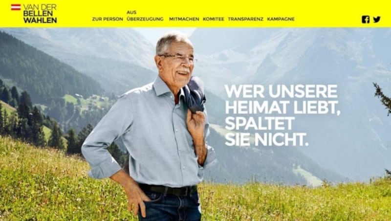 Die Website von Alexander Van der Bellen (Bild: vanderbellen.at)