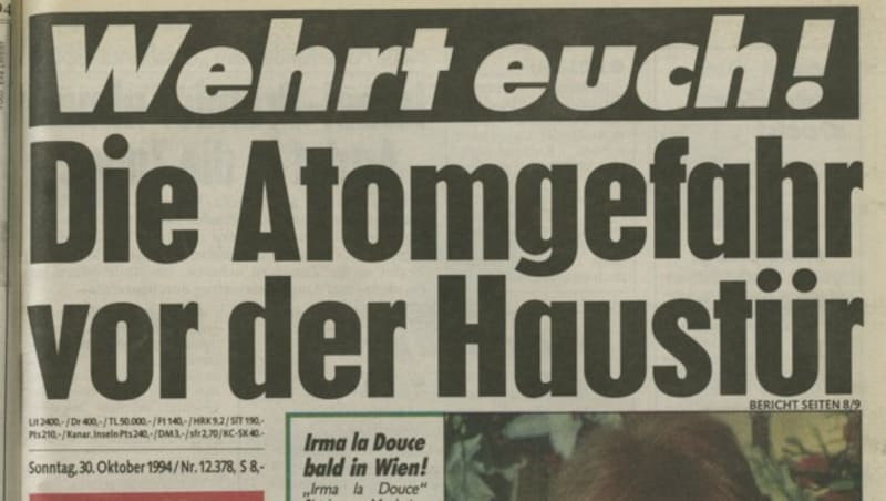 Der "Krone"-Aufmacher im Oktober 1994 (Bild: "Krone")