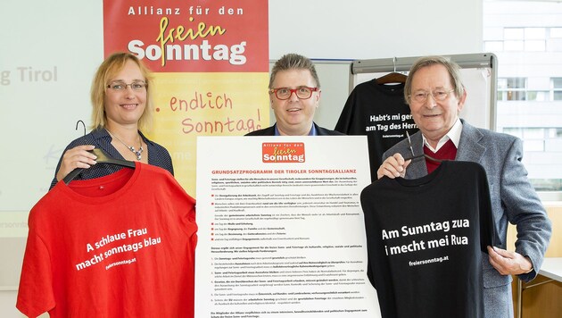 Die Sonntags-Fürsprecher Sabine Klieber, Franz Georg Brantner und Walter Fritzer (von links) (Bild: Sarah Peischer)